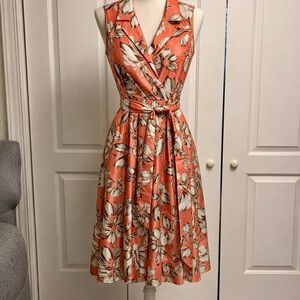 Jessica Howard Coral Floral Midi Dress